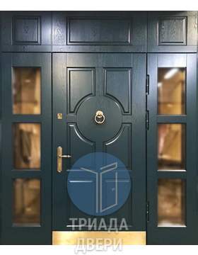 стальная утепленная дверь с отделкой мдф и боковыми вставками в дом