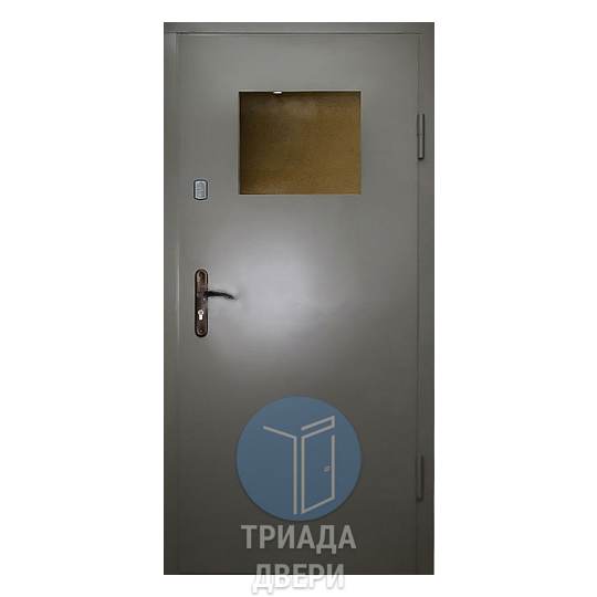 одностворчатая тамбурная дверь из стали со стеклопакетом сверху