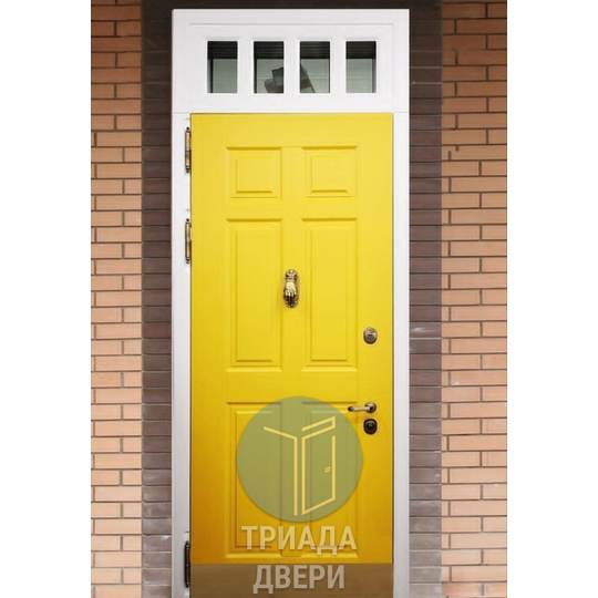 стальная желтая дверь мдф для каркасного коттеджа - фото 1