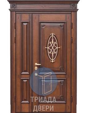 двустворчатая металлическая дверь с массивом дерева
