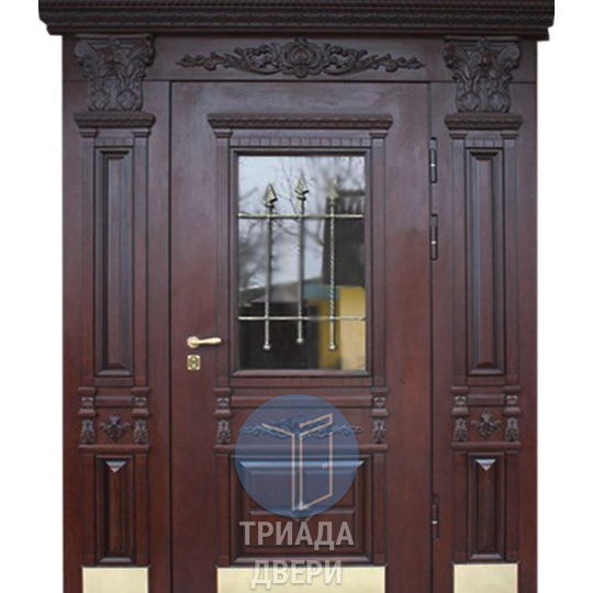 теплая стальная дверь с боковыми вставками в коттедж