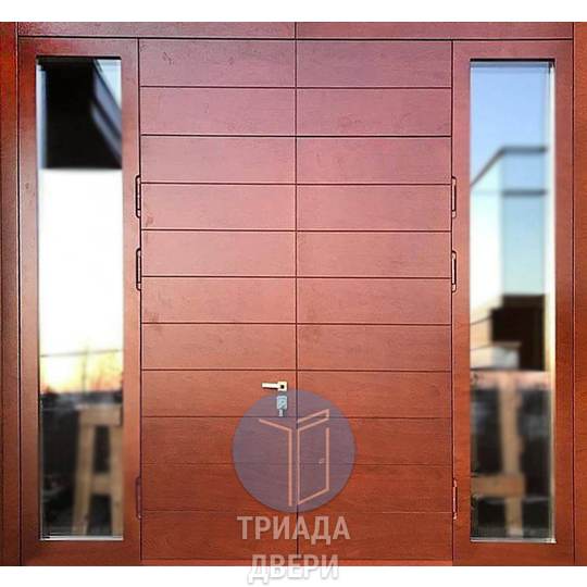 двустворчатая металлическая дверь с терморазрывом для коттеджа