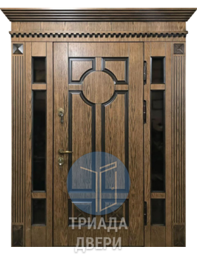 элитная дверь с боковыми створками и мдф отделкой для загородного дома