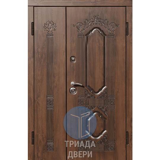 двустворчатая входная дверь с отделкой винорит