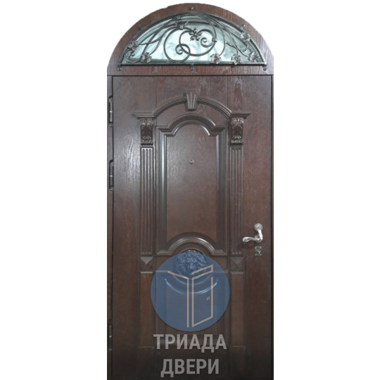 стальная дверь с арочной фрамугой со стеклом