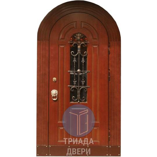 арочная наружная дверь со стучалкой и мдф отделкой