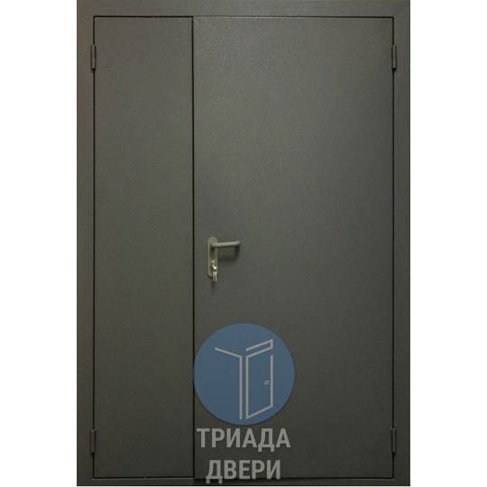 двустворчатая входная дверь из стали с серым окрасом нитроэмаль