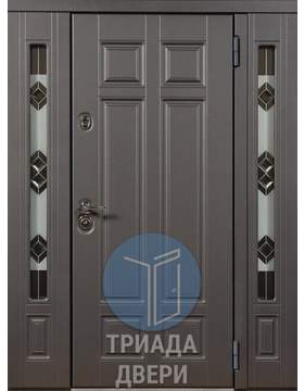 утепленная дверь в коттедж с боковыми вставками
