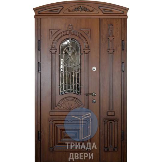 металлическая элитная двустворчатая дверь в загородный дом