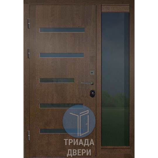 подъездная стальная дверь мдф со стеклом