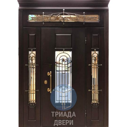 дверь с боковыми вставками и фрамугой в подъезд