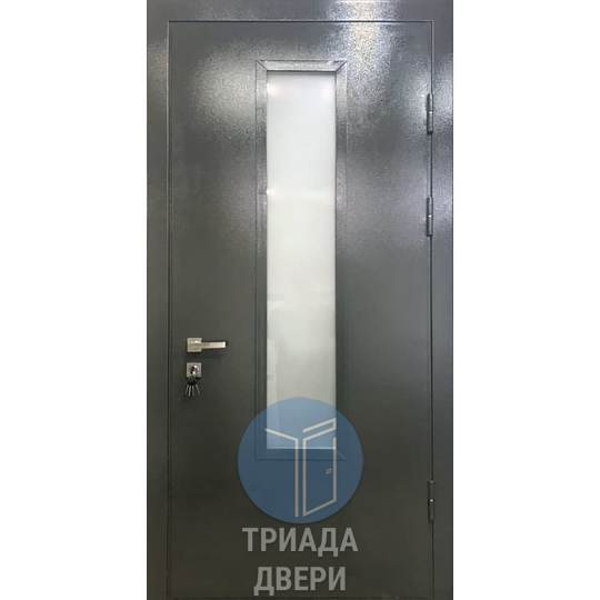 дверь стальная противопожарная со стеклом, три петли