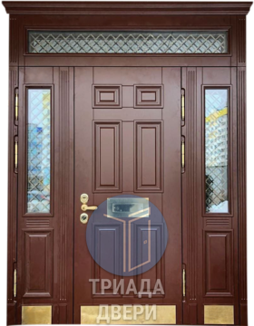 парадная стальная дверь с боковыми вставками в дом