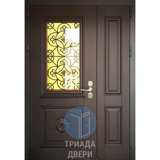 парадная металлическая дверь мдф с боковой вставкой