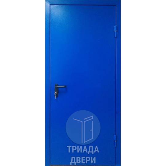 металлическая дверь синего окраса нитроэмаль с двумя петлями